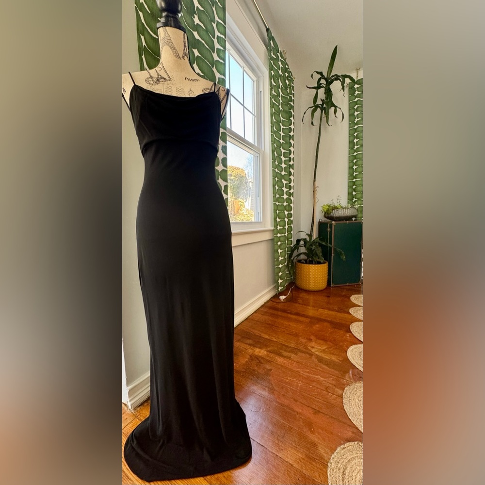 Vintage 90’s Cache black spaghetti strap ankle length dress size 4🖤